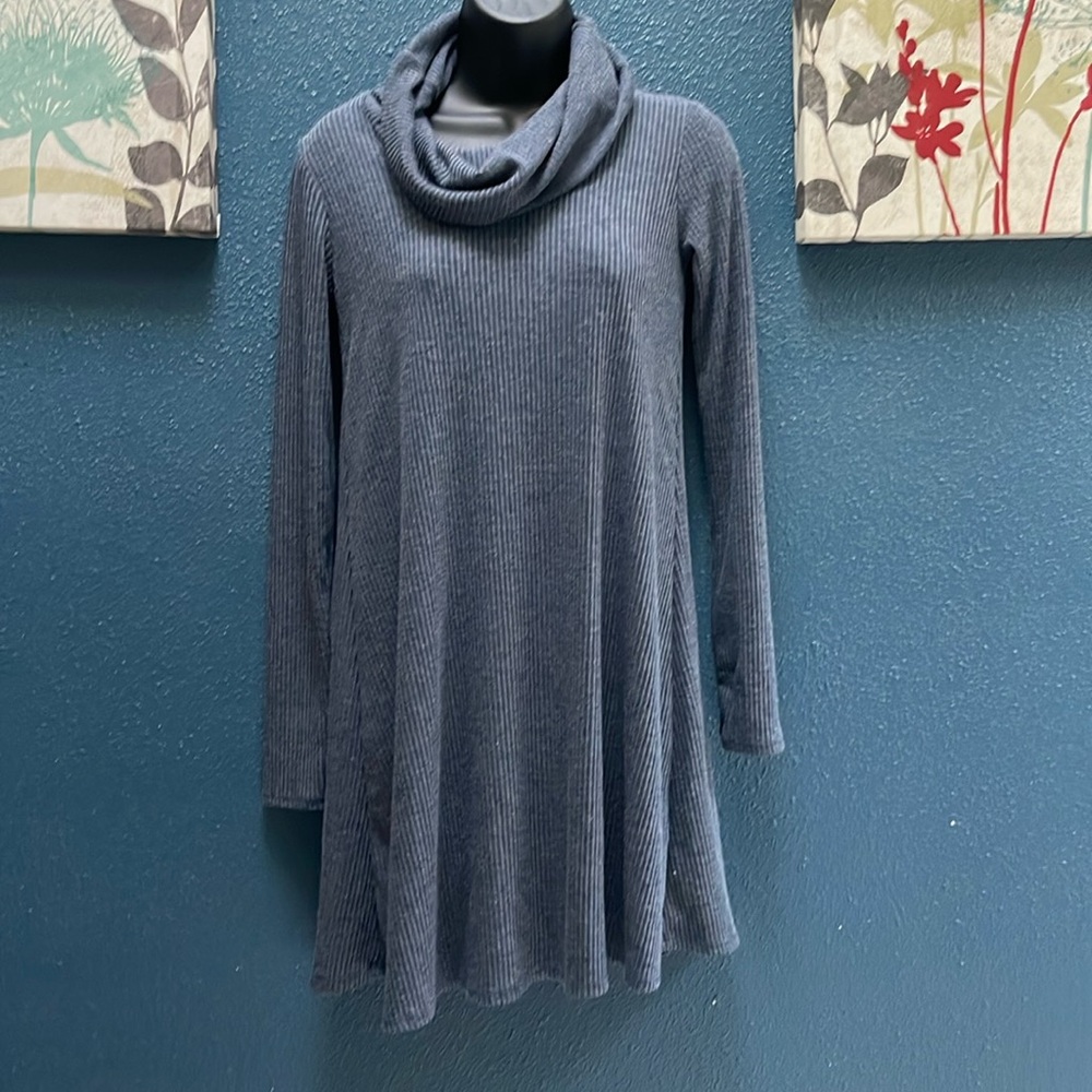 Cowl neck dress.